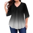 thumbnail image 5 of Abcomgle Women Plus Size Tops 4x-5x Trendy V Neck Tunic Shirts Gradient Graphic Tees 3/4 Sleeve Tee Shirt Tops Loose Casual Trendy Tunics L,Black, 5 of 5