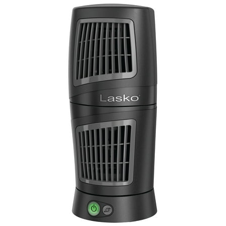 Lasko 12" Twist-Top 3-Speed Oscillating Desktop Tower Fan, Black, 4911