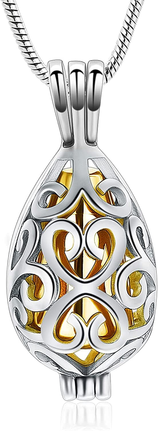 Minicremation Cremation Jewelry Urn Pendant Necklace - Hollow Keepsake Urn For Ashes, Memorial Jewelry With Chain & Filling Kit