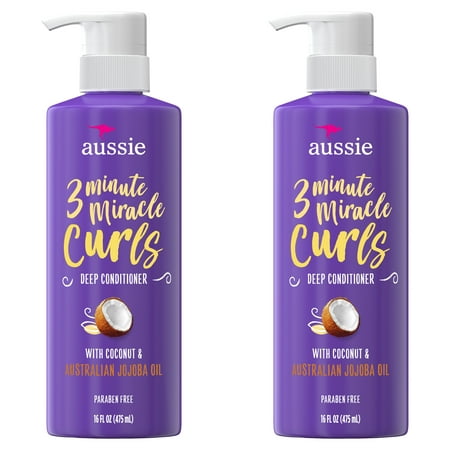 For Curly Hair - Aussie Paraben-Free Miracle Curls 3 Minute Miracle w/ Coconut, 16 fl oz Twin (Best Overnight Curls For Short Hair)