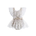 thumbnail image 1 of xiaxaixu Barboteuse Fille, Manches Volantes Col Carré Volant Dentelle Robe Courte d'Été avec Boutons à l'Entrejambe, 1 of 8