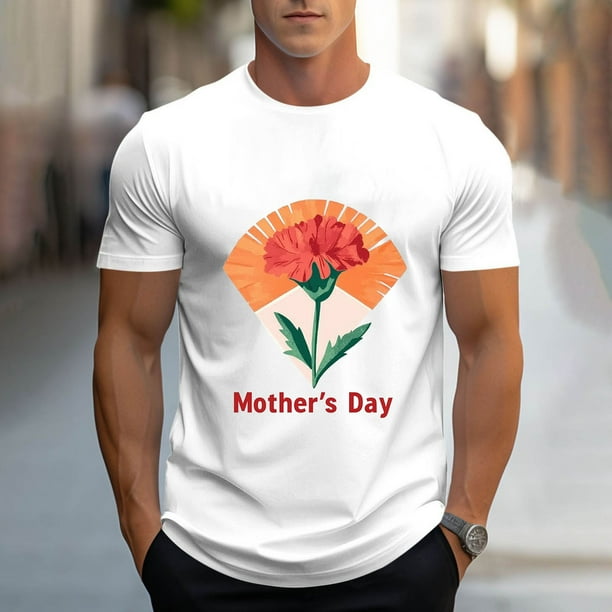 Tops para hombre, blusas y camisas de cuello redondo y manga corta para hombre, camisetas deportivas con estampados casuales para el Día de la Madre, blusas de cuello redondo y manga corta, blusas de