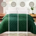 thumbnail image 5 of Exclusivo Mezcla King Size Flannel Fleece Blanket, Super Soft Warm Lightweight Checkered Pattern Blanket for All Seasons, Forest Green, 90"x104", 5 of 8