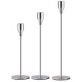 thumbnail image 1 of Juego de 3 candelabros plateados para velas cónicas, candelabro decorativo para Boda, Comedor, Fiesta., 1 of 5