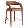 thumbnail image 4 of Castilla Cognac Brown Faux Leather Metal Counter Height Stool, 4 of 5