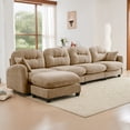 thumbnail image 2 of HUTWIFE 140" L-Shape Solid Print Chenille Modular and Deep Seat Sectional Sofas with Movable Ottoman, Beige, 2 of 7