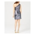 thumbnail image 2 of RACHEL ZOE Womens Blue Metallic One Shoulder Sleeveless Asymmetrical Neckline Mini Party Body Con Dress 0, 2 of 4