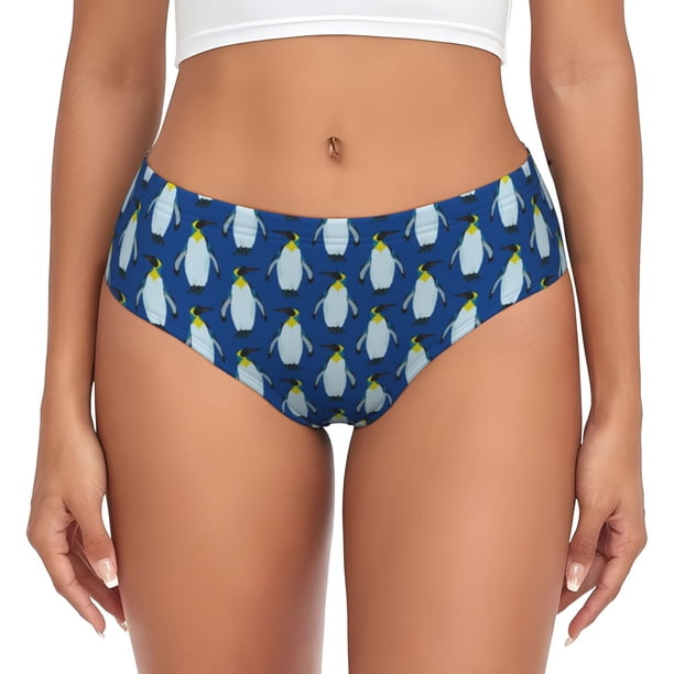 Balery Beautiful King Penguin Pattern Ropa Interior de Algodón para Mujer con Dibujo – Braguitas Cómodas y Elásticas, Estilo Clásico-Medium