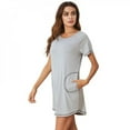 thumbnail image 5 of Spring Style Side Insert Pocket Short Sleeve Lady Sleep Skirt Round Collar Loose Edition Household Sleep Skirt, 5 of 6