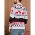 thumbnail image 4 of KelaJuan Unisex Christmas Sweater Winter Couple Long Sleeve Round Neck Reindeer Pattern Classic Fit Knit Tops, 4 of 6