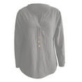 thumbnail image 4 of VNKIDY Women Shirts Summer Solid Color Lightweight Loose Fit Blouse Long Sleeve V Neck Shirt With Button Details For Everyday Wear Versatile Tops, 4 of 5