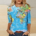 thumbnail image 2 of Wanfds Multicolor Ladies Tops 2025 Casual Round Neck Three-Quarter Sleeve Top S, 2 of 5