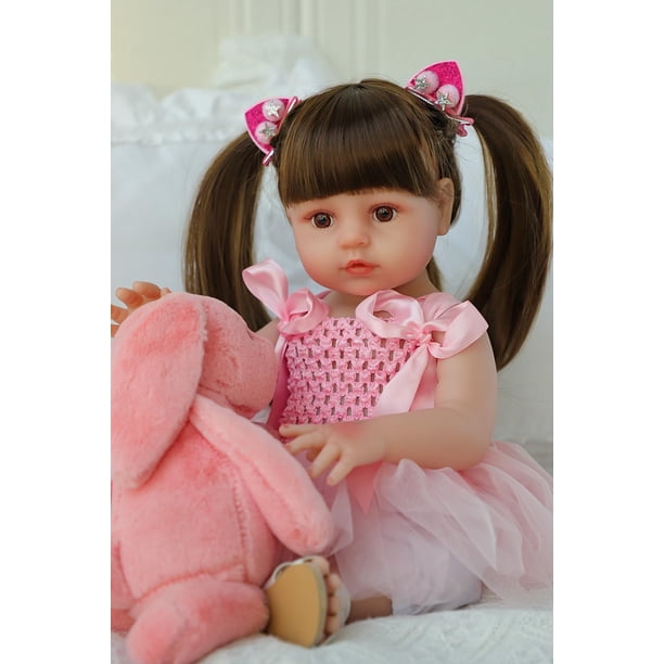 Muñeca Reborn SCOM Lifelike Girl, 45 cm, silicona para todo el cuerpo, 3+