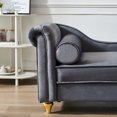 thumbnail image 5 of Elegant Velvet Upholstery Chaise Lounge Chair with Extra Storage Space and Gold Legs, Single Decorated Royal Sofa With Round Pillow For Living Room, Bedroom, Office, Easy Assembly, Grey, 5 of 9