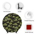 thumbnail image 4 of Yiaed Light Green Excavator Print Bone China Decorative Plate Ceramic Dinner Plates Art Crafts with Display Stand-7in, 4 of 6