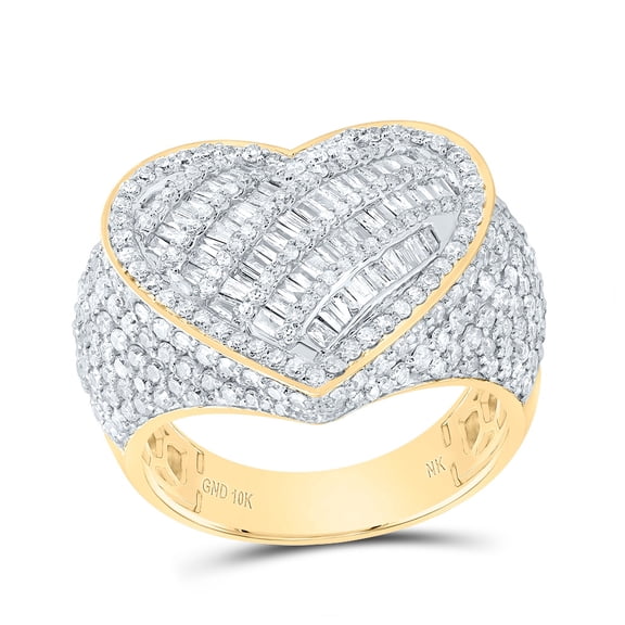 10kt Yellow Gold 2 Cttw Diamond Heart Wedding Engagement Anniversary Ring, Women Size: 5-9