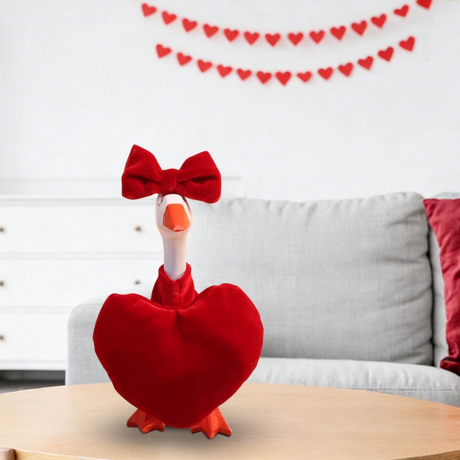 UNLLLL Porch Gooses Valentine Outfits, Valentine's Day Goose Outfit Velvet Heart Holiday Costume, Fit for 23 inch Goose Statue, for Home Table Art Decoratio (Red, Only Goose Clothing)