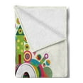 thumbnail image 2 of 70th Birthday Soft Flannel Fleece Blanket, Modern and Geometrical Design on Colorful Backdrop with Castle Shapes Party, Cozy Plush for Indoor and Outdoor Use, 50" x 70", Multicolor, by Ambesonne, 2 of 5