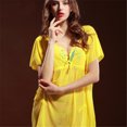 thumbnail image 2 of Fortune Robe Mini Ample en Maille Transparente pour Femmes, Kaftan de Plage, Couleur Unie, Col en V, 2 of 4