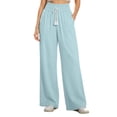 thumbnail image 2 of KIHOUT Women Wide Leg Pants Loose Fit Casual Lounge Pants with Adjustable Drawstring Elastic Waistband Solid Color Baggy Trousers for Women, 2 of 6