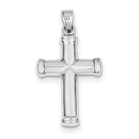 Sterling Silver Rhodium-Plated Hollow Reversible Cross Pendant