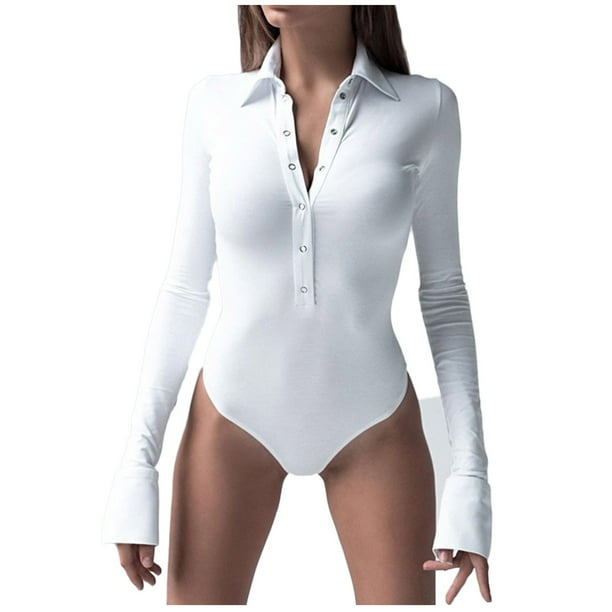 Body Sexy de manga larga con cuello en V para mujer, blusa, mono, peleles, trajes de Club Fridja alkflakhf35883