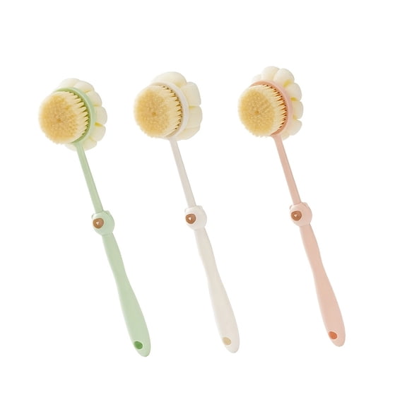 3pcs Back Scrubber Long Handle Shower Body Brush With Soft Mesh Sponge For Men Women Skin Exfoliating Bath, Massage(Green White Pink)