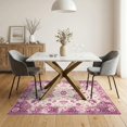 thumbnail image 3 of ODIKA 5'x7' Washable Area Rug Pink Purple Vintage Damask Ornamental Blossoms Scrolling for Guest Room, Lounge, Apartment, Non-Slip Low Profile, Stain Resistant, 3 of 7