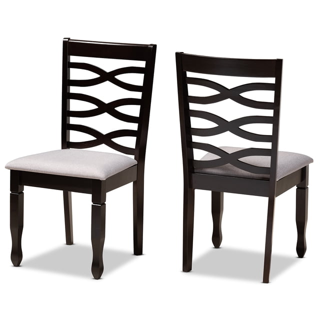 Baxton Studio Lanier Juego de sillas de comedor de 2 piezas tapizadas en tela gris moderno y contemporáneo con acabado marrón espresso Baxton Studio 1.93271E11