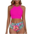 thumbnail image 1 of Traje de Baño de Bikini de Mujer Dividido Cintura Alta Vientre Que Cubre Dos Piezas Set Deportivo, Cojín de Pecho para Piscina de Playa Y Vacaciones, 1 of 9