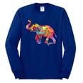 thumbnail image 2 of Wild Bobby, Colorful Walking Good Luck Elephant Animal Lover Mens Long Sleeve Shirt, Royal, Small, 2 of 3