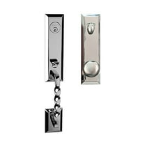 Bravura Hardware 915 Jacksonville Handleset with Modern Macon Knob Door Knob for Front Door Entrance Door, Chrome
