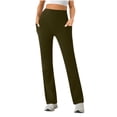 thumbnail image 5 of Women's High Waist Yoga Pants with Pockets, Stretch Athletic Workout Pants, Slim Fit Casual Flare Leggings for Running Fitness Travel Everyday Wear Army Green M, 5 of 8