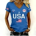 thumbnail image 4 of Women's 250 Anniversary Usa Shirt V-Neck 250 Years T-Shirt 1776-2026 Patriotic Shirts,4Th Of July Shirt for Women American Flag T-Shirt Stars and Stripes Graphic Tee Red White and Blue Summer Tops, 4 of 5