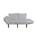 thumbnail image 2 of Ethnic Futon Couch, Sqaures Pattern with Stripes Abstract Classic Oriental Motif Arrangement, Daybed with Metal Frame Upholstered Sofa for Living Dorm, Loveseat, Black and White, by Ambesonne, 2 of 4