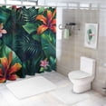 thumbnail image 7 of Orinice Bathroom Shower Curtain Tropical Flowers Jungle Leaves Bird of Paradise Beautiful Floral Pattern Polyester Fabric 72x78 inches Waterproof Bath Curtain Set with Hooks 60x72, 7 of 7