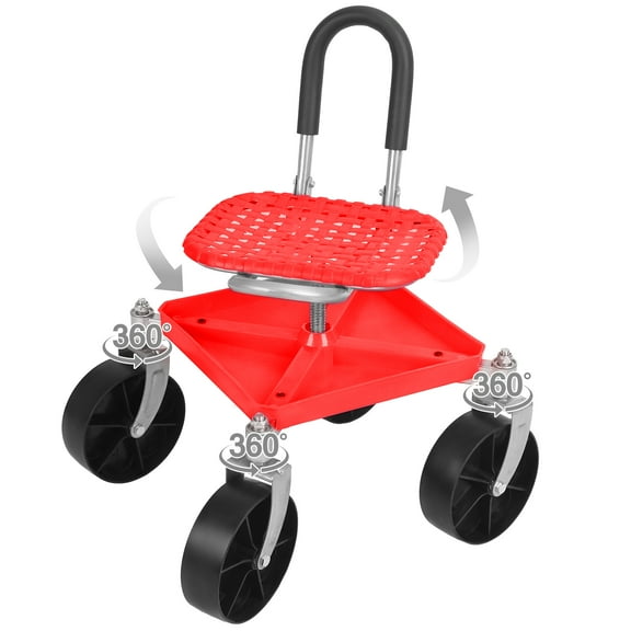 Dbuoem Gardening Rolling Seat,Height Adjustable Rolling Garden Cart,360 Degree Swivel Gardening Stool with Tool Tray,Rolling Work Seat for Gardeners Elderly Seniors