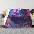 thumbnail image 1 of Fotbe Neon Buddha Cityscape Manta de Franela con Estampado, Manta Ultrasuave para Cama, Sofá, Auto, Hipoalergénica y Antibolitas-80"x60", 1 of 6