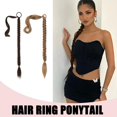 thumbnail image 3 of Brown black Long Real Thick Clip In As Human Hair Extensions Pony Tail Wrap O S8 J6P4, 3 of 9