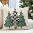 thumbnail image 2 of Christmas Pillow Covers 18x18 Inch Set of 2 Green Black Buffalo Plaid Christmas Tree Decor Xmas Farmhouse Decorations Outdoor Winter Holiday Decorative Throw Pillow Cases for Home Room Couch, 2 of 6