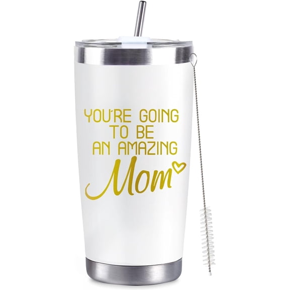New Mom Gifts For Women First Time Mom Christmas Gifts for Expecting to be Mother 20oz White Insulated Stainless Steel Tumbler Mother’s Day Birthday Baby Showers Gender Reveals Presents
