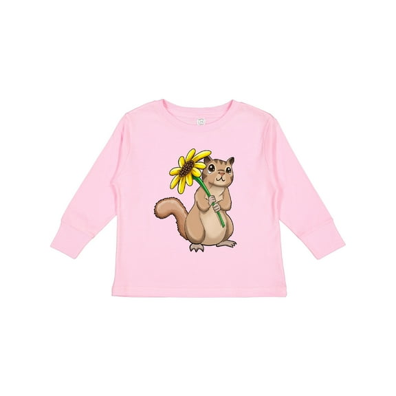 Inktastic Cute Chipmunk with Sunflower Boys or Girls Long Sleeve Toddler T-Shirt