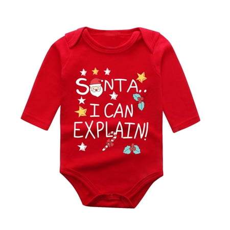 

Chenyuanyuan Baby Girls Boys Christmas Outfits Letter Cute Cartoon Long Sleeve Romper Outfit Clothes Size 9-12 Months