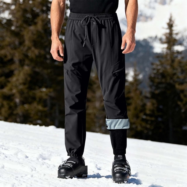 Pantalon de Ski Unisexe Décontracté Patchwork Solide avec Fermeture Éclair et Multiples Poches