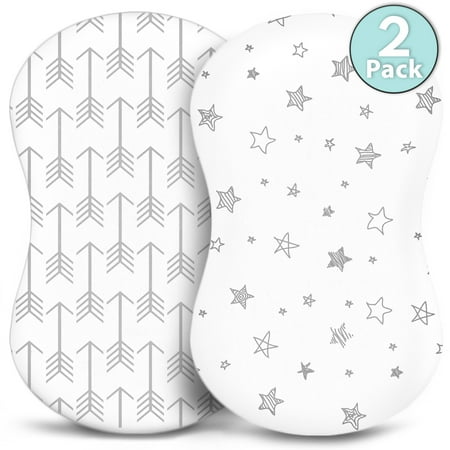 Kids N' Such Bassinet Sheets - Premium Jersey Knit Cotton- Will fit ANY Bassinet Mattress Size or Shape - Super Soft - Safe for Babies - 2 Pack Bassinet Co Sleeper Sheets - Arrow and