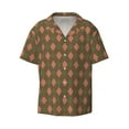 thumbnail image 2 of Lsque Green and Pink Squares print Men's Cuban Collar Short Sleeve Shirt Summer Beachwear Casual Button Down Fashionable Vacation Leisure Shirt-4X-Large, 2 of 7