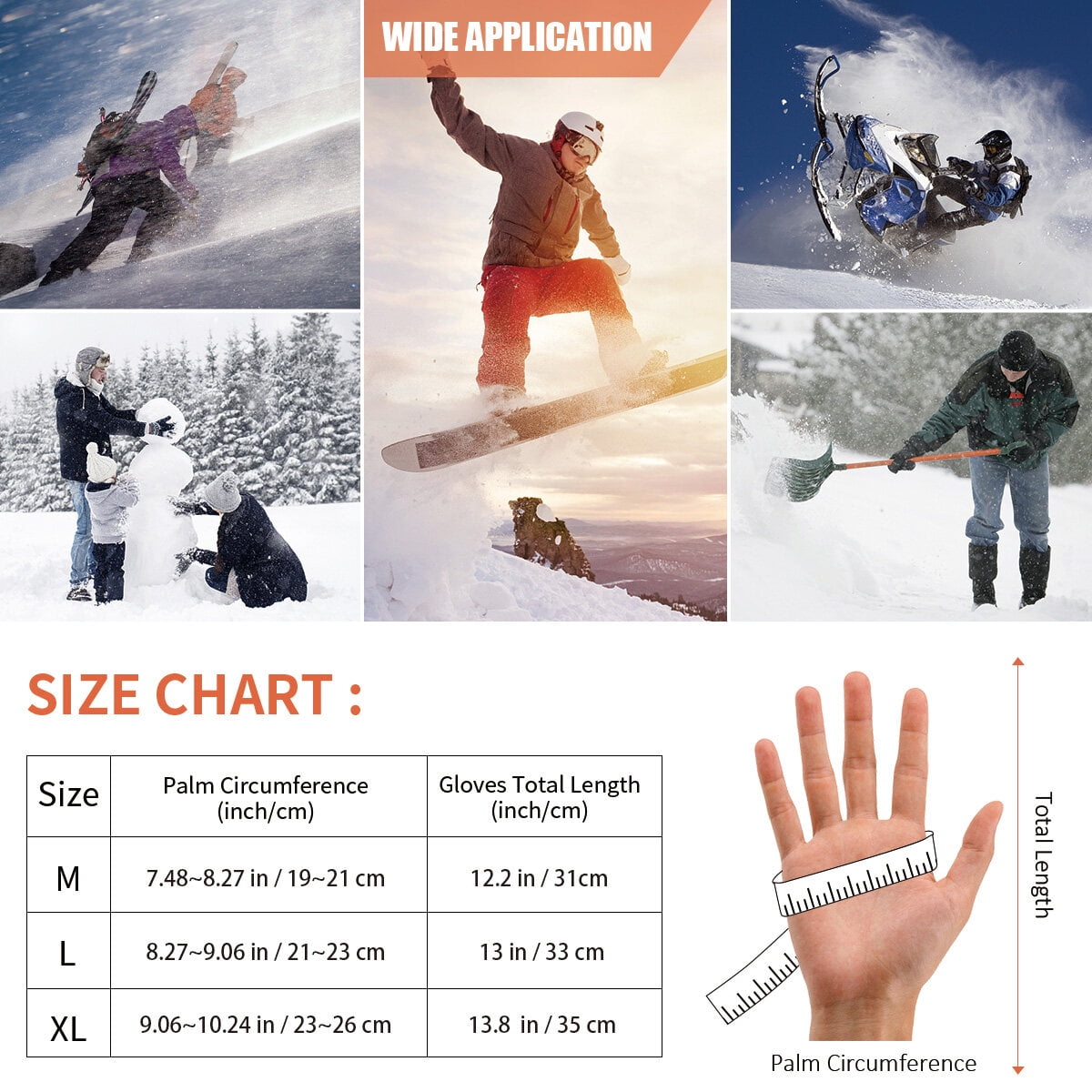 HESHENG Skiing Thermal Gloves 3 Levels Heating Battery-Operated Heated Gloves Electric Winter Warm Gloves for Men Women Unisex