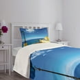 thumbnail image 3 of Ambesonne Italian Quilted Bedspread Set 2 Pcs, Ligury Camogli Building, Twin Size, Blue White and Yellow, 3 of 5