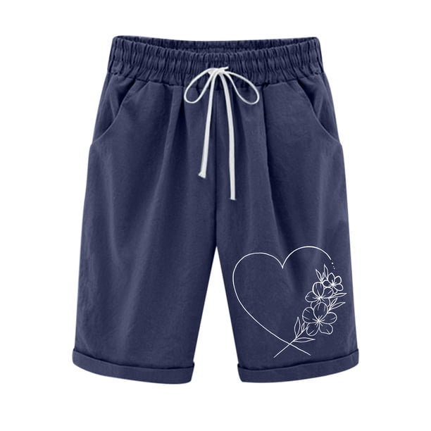 Pantalones Cortos Casuales Impresos de la Cintura Elástica con Bolsillos, Pantalones Casuales para Todo el Uso Diario de la Temporada