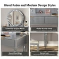 thumbnail image 5 of AENKYO Vanity Table with Stool & Adjustable Mirror, Vintage Modern Solid Wood Makeup Desk with 4-Drawer, Silver, 5 of 12